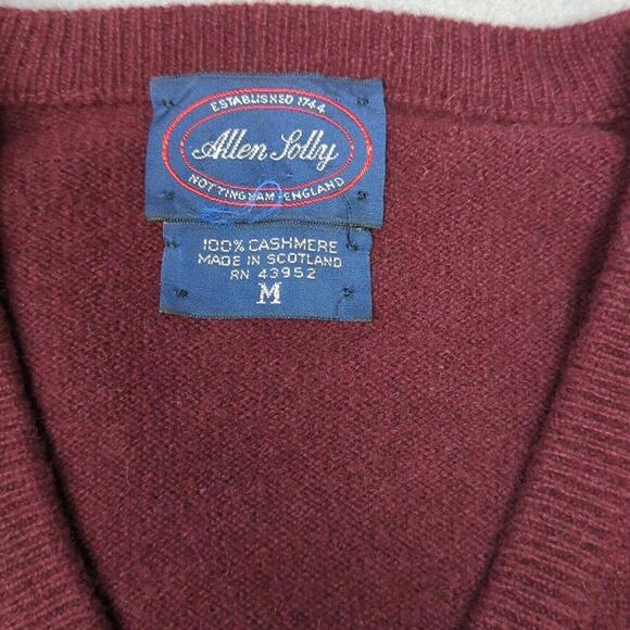 Allen Solly 100% Cashmere V-Neck Sweater Purple Size M Old Money Preppy Academic - Picture 2 of 9